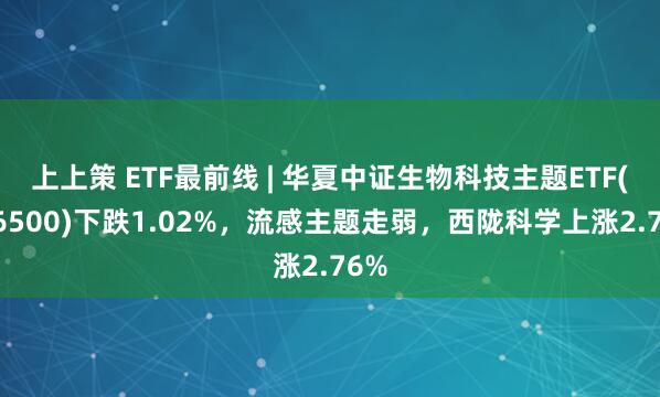 上上策 ETF最前线 | 华夏中证生物科技主题ETF(516500)下跌1.02%，流感主题走弱，西陇科学上涨2.76%