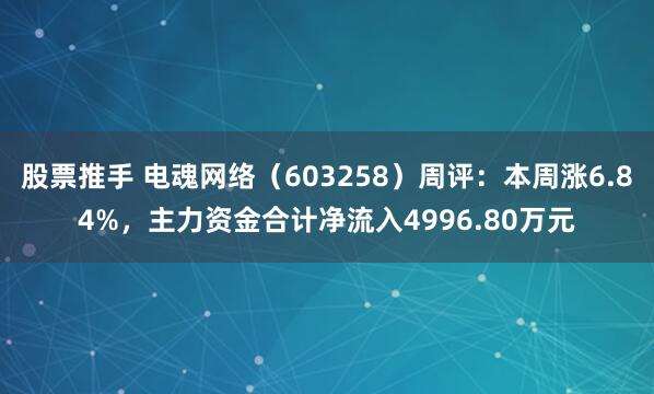 股票推手 电魂网络（603258）周评：本周涨6.84%，主力资金合计净流入4996.80万元
